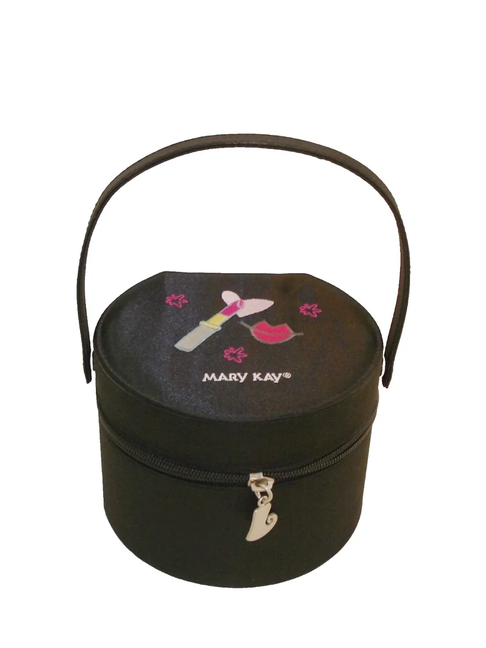 MARY KAY COSMETICS BOX MAKEUP Round Zip Lipstick Embroidery 5.5